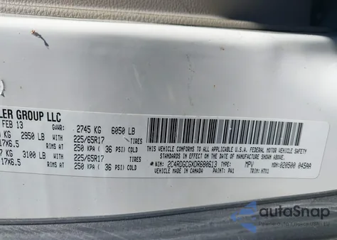 2013 Dodge Grand Caravan Sxt из США, поврежденный, VIN 2C4RDGCGXDR680613